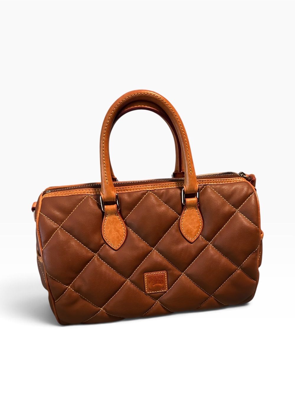 Dooney & Bourke Quilted Cognac Brown Leather Satchel